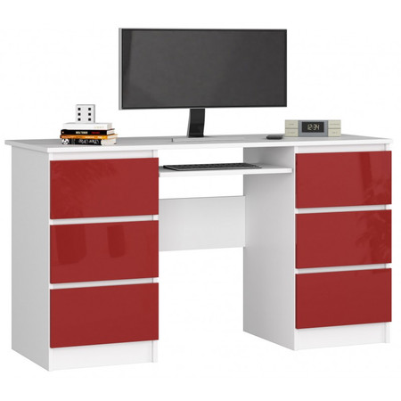 Počítačový stůl A-11 bílá/červená lesk Akord