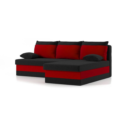 Rozkládací rohová sedačka DELI Černá/červená Pravá SG-nábytek