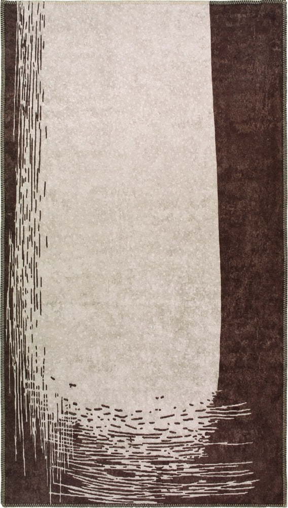 Tmavě hnědo-krémový pratelný koberec běhoun 200x80 cm - Vitaus Vitaus