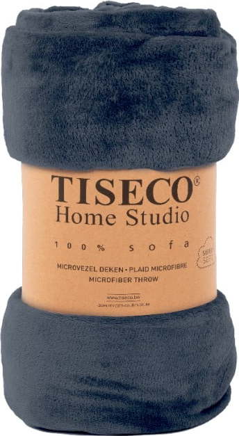 Tmavě modrý přehoz z mikroplyše na dvoulůžko 220x240 cm Cosy - Tiseco Home Studio Tiseco Home Studio