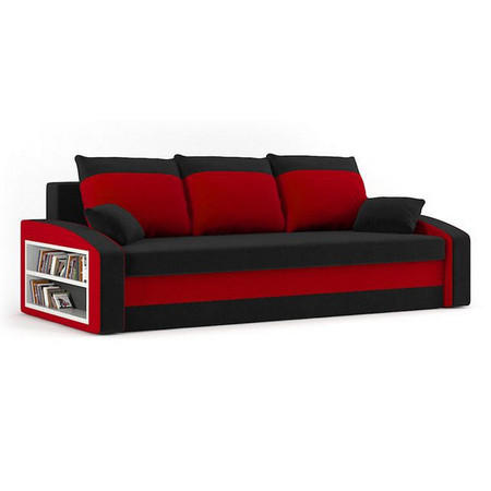 Velká rozkládací pohovka s poličkou HEWLET Černá/červená SG-nábytek