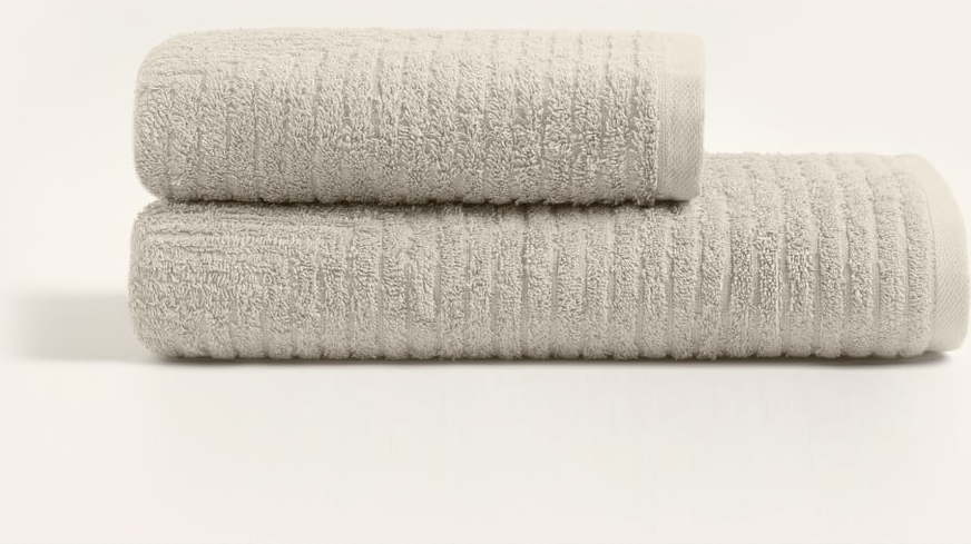 Béžové bavlněné ručníky a osušky v sadě 2 ks - Foutastic Foutastic