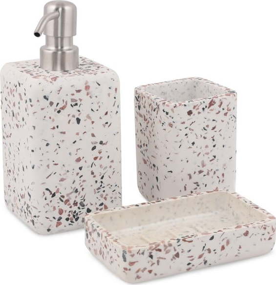 Bílá sada doplňků do koupelny z polyresinu Mozaik – Mioli Decor Mioli Decor