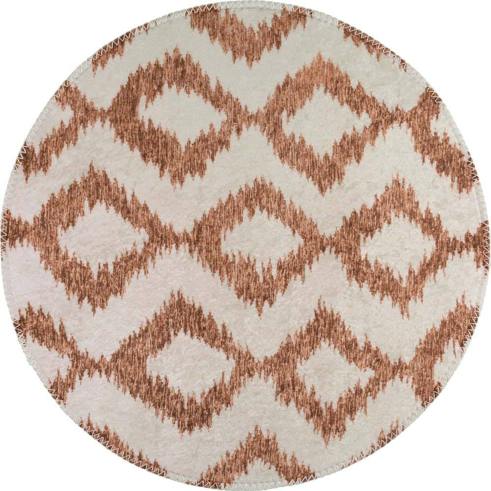 Bílo-oranžový pratelný kulatý koberec ø 120 cm – Vitaus Vitaus