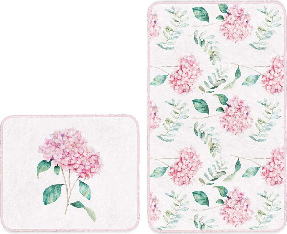 Bílo-růžové koupelnové předložky v sadě 2 ks 60x100 cm – Mila Home Mila Home