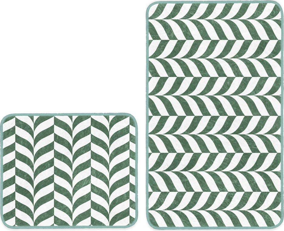 Bílo-zelené koupelnové předložky v sadě 2 ks 60x100 cm – Mila Home Mila Home