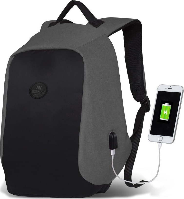 Černo-šedý batoh s USB portem My Valice SECRET Smart Bag Myvalice