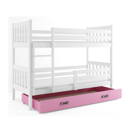 Dětská patrová postel CARINO s úložným prostorem 80x160 cm - bílá Ružové BMS