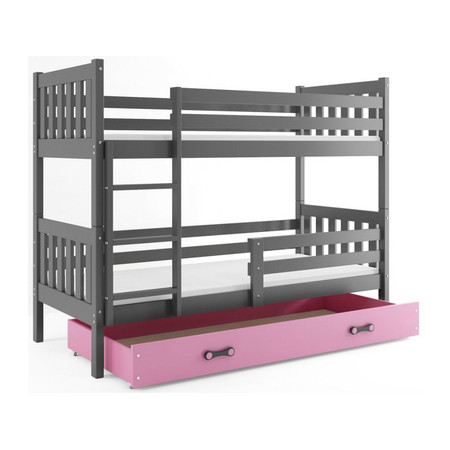 Dětská patrová postel CARINO s úložným prostorem 80x190 cm - grafit Ružové BMS