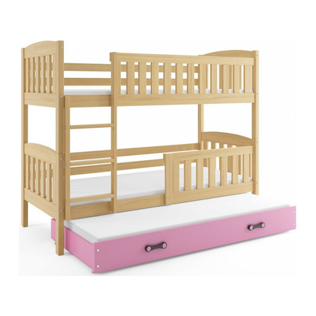 Dětská patrová postel KUBUS s výsuvnou postelí 90x200 cm - borovice Ružové BMS