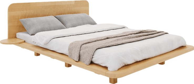 Dvoulůžková postel z bukového dřeva 200x200 cm v přírodní barvě Japandic – Skandica SKANDICA
