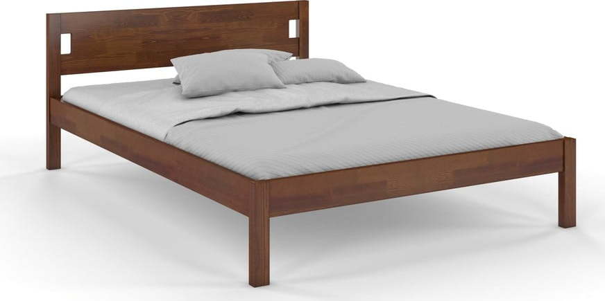 Tmavě hnědá dvoulůžková postel z borovicového dřeva 160x200 cm Laxbaken – Skandica SKANDICA