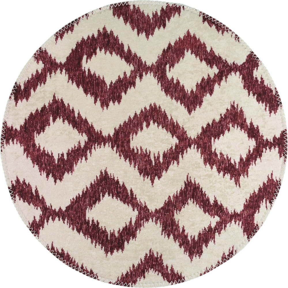 Vínovo-bílý pratelný kulatý koberec ø 120 cm – Vitaus Vitaus