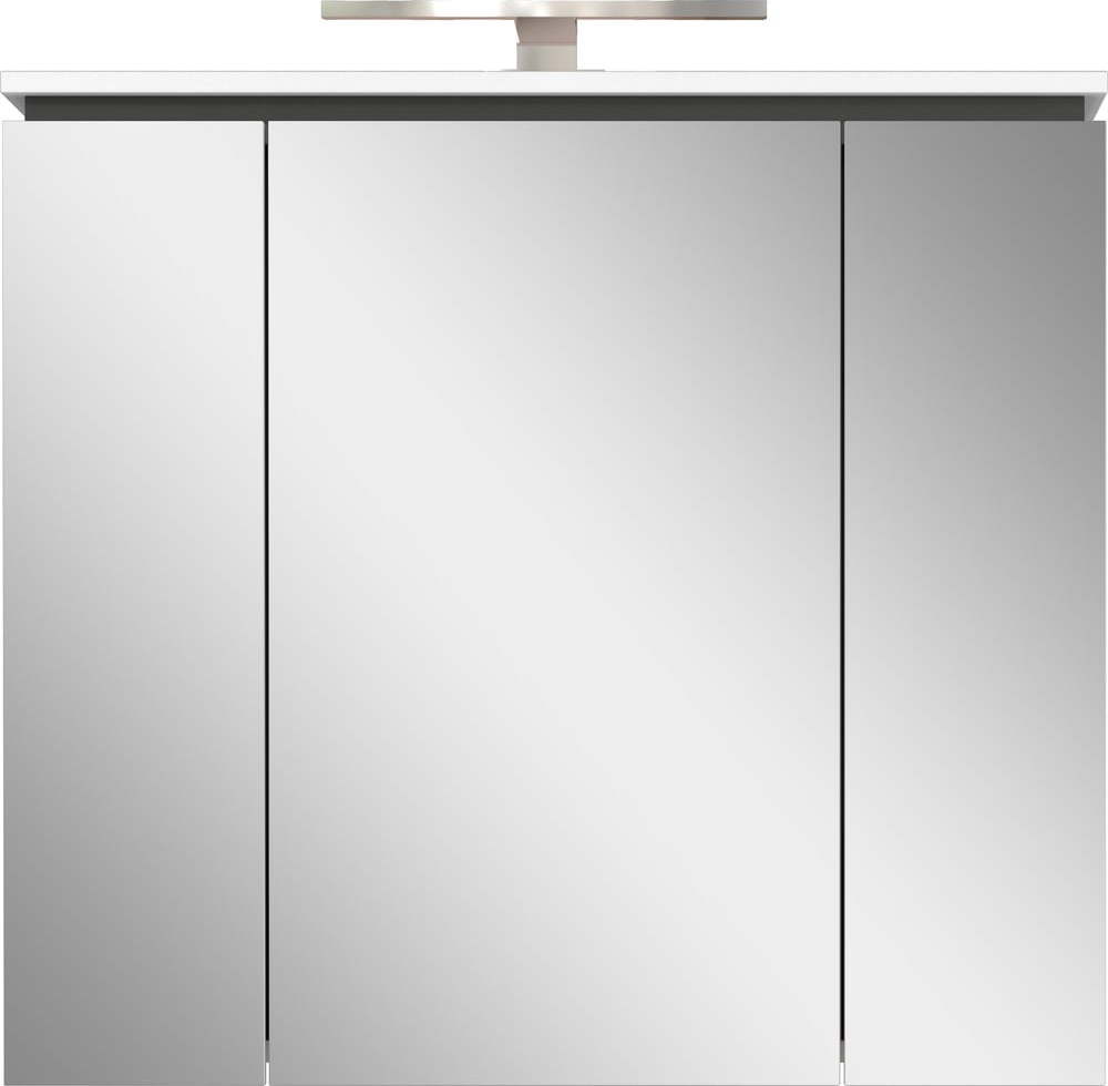 Bílá koupelnová skříňka se zrcadlem a osvětlením 76x74 cm Modesto – Germania Germania