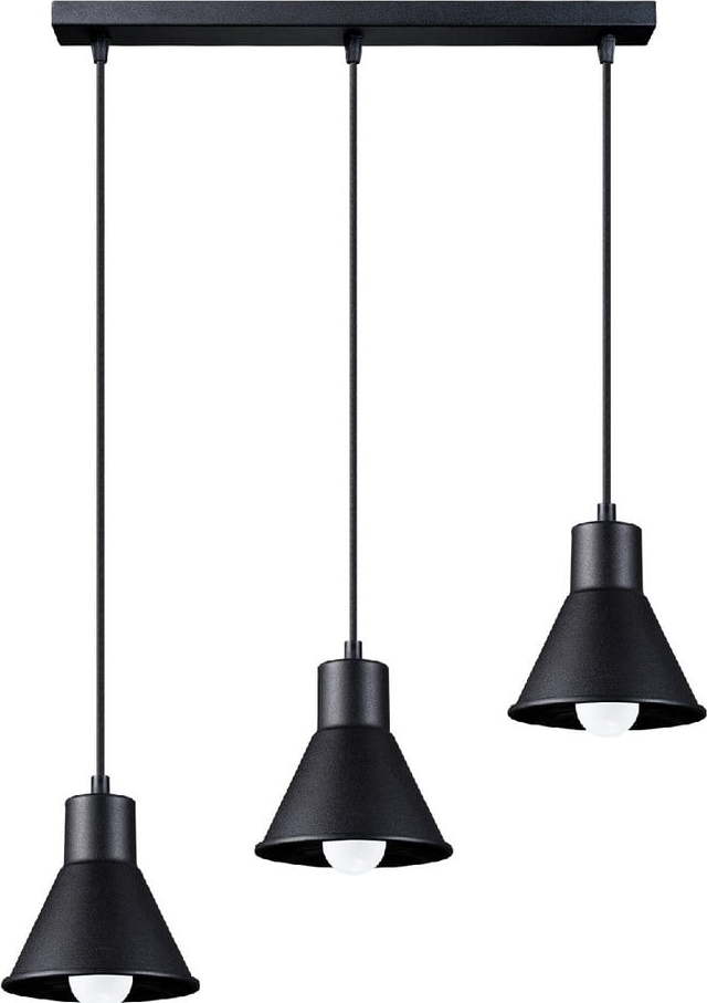 Černé závěsné svítidlo s kovovým stínidlem 45x14 cm Martina - Nice Lamps Nice Lamps