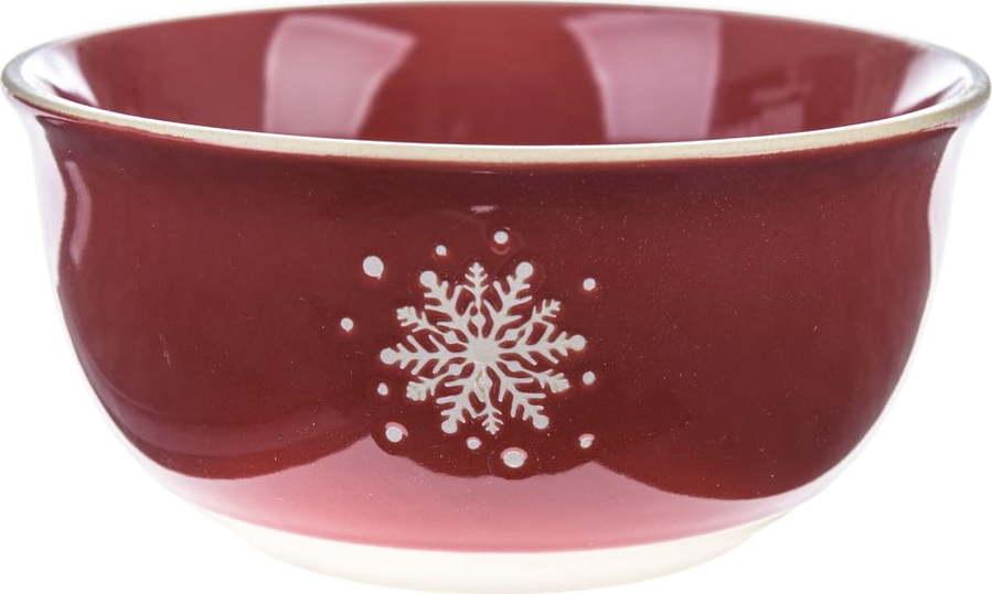 Červená keramická miska s vánočním motivem ø 14 cm – Dakls Dakls