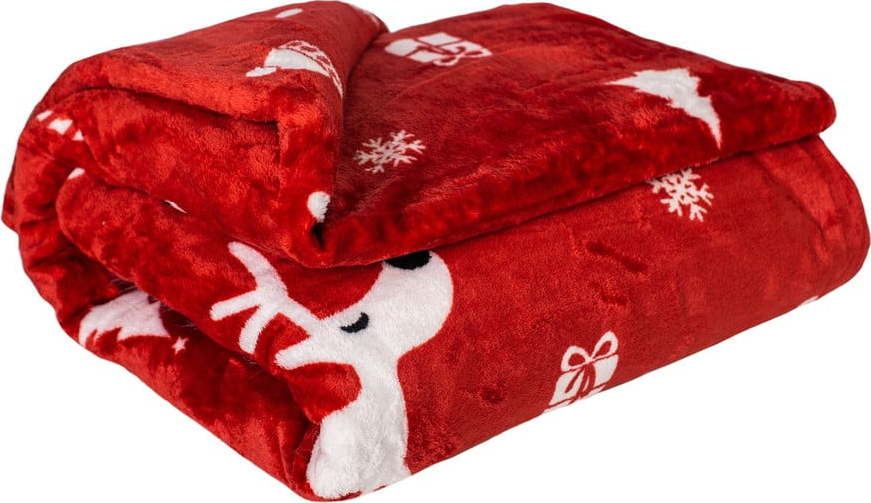Červená vánoční deka z mikroplyše 200x150 cm Dasher - My House My House