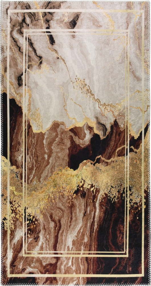 Hnědo-krémový pratelný koberec běhoun 80x200 cm – Vitaus Vitaus