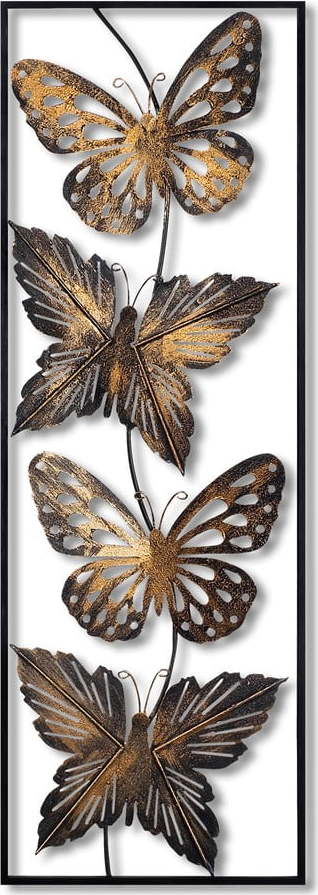 Kovová nástěnná dekorace 100x35 cm Butterfly – Wallity Wallity