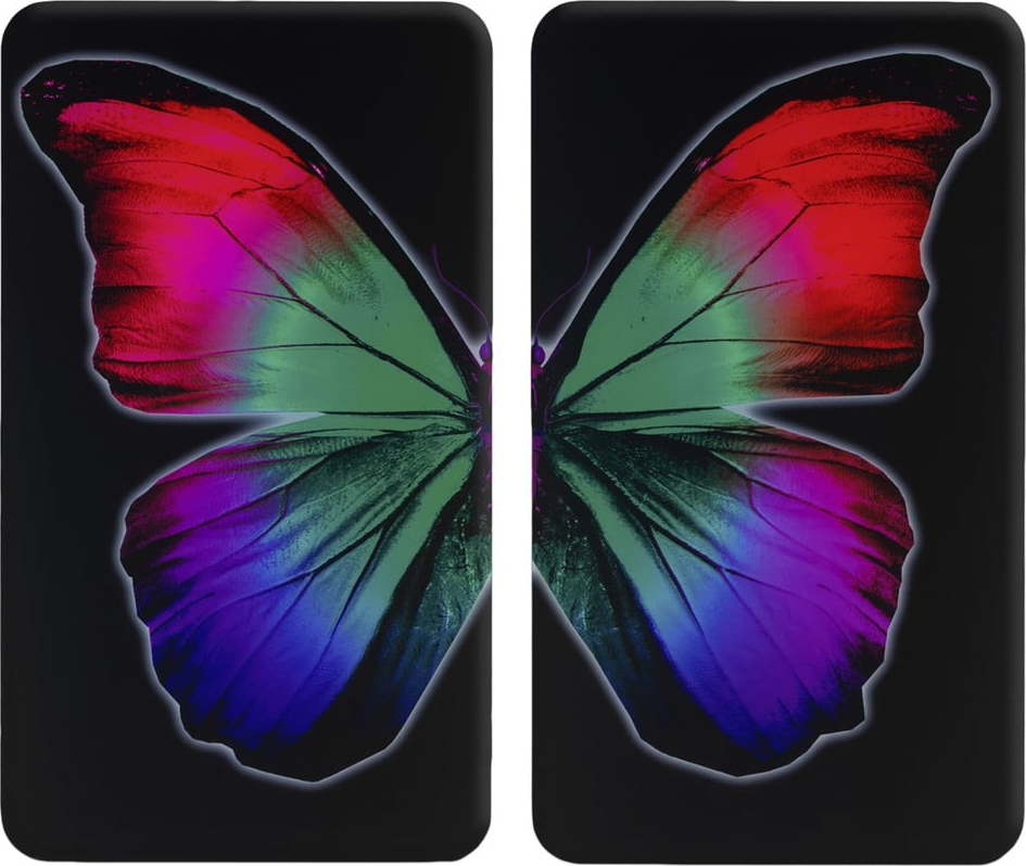 Kryty na sporák z tvrzeného skla v sadě 2 ks 52x30 cm Butterfly by Night – Wenko WENKO