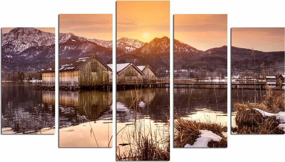 Obrazy v sadě 5 ks Winter Sunset – Wallity Wallity