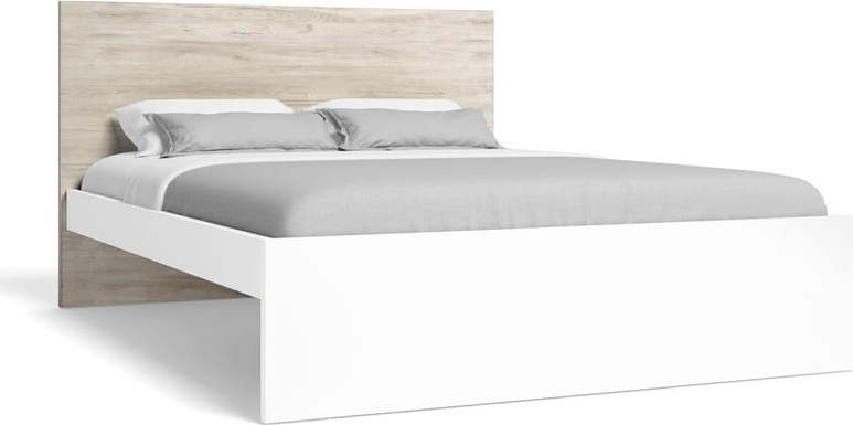 Bílá/přírodní dvoulůžková postel v dekoru dubu 160x200 cm Sahara – Marckeric Marckeric