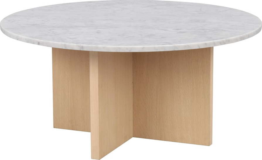 Bílý mramorový kulatý konferenční stolek 90x90 cm Brooksville - Rowico Rowico