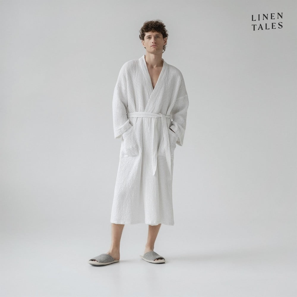 Bílý župan velikost L/XL Honeycomb – Linen Tales Linen Tales