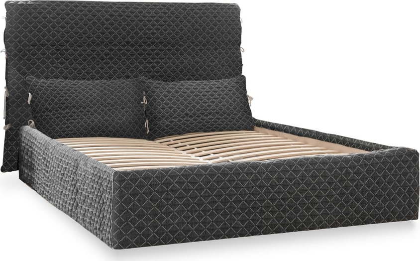 Černá čalouněná dvoulůžková postel s úložným prostorem s roštem 160x200 cm Sleepy Luna – Miuform Miuform