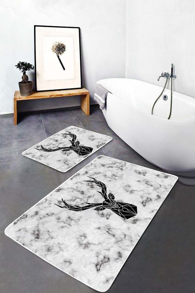 Černo-bílé textilní koupelnové předložky v sadě 2 ks 60x100 cm – Mila Home Mila Home
