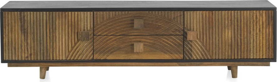 Černý/přírodní TV stolek z mangového dřeva 150x40 cm Mango – Geese Geese