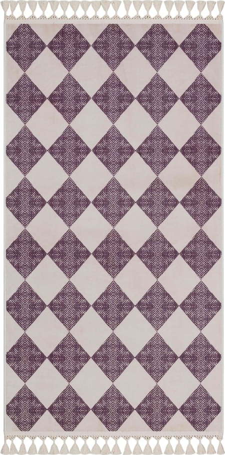 Fialovo-béžový pratelný koberec běhoun 300x100 cm - Vitaus Vitaus