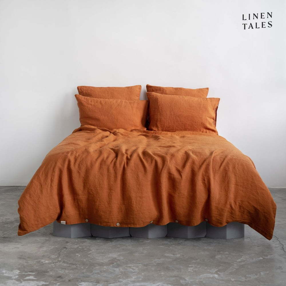 Lněné povlečení na dvoulůžko v cihlové barvě 200x200 cm – Linen Tales Linen Tales