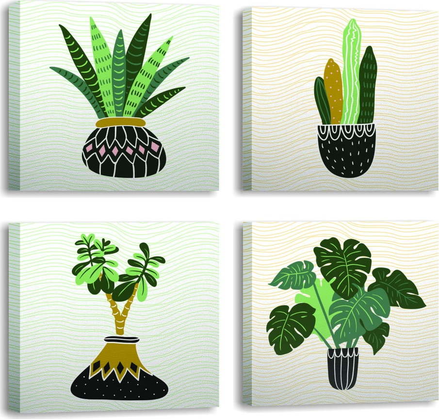 Obrazy v sadě 4 ks 30x30 cm Plants – Wallity Wallity