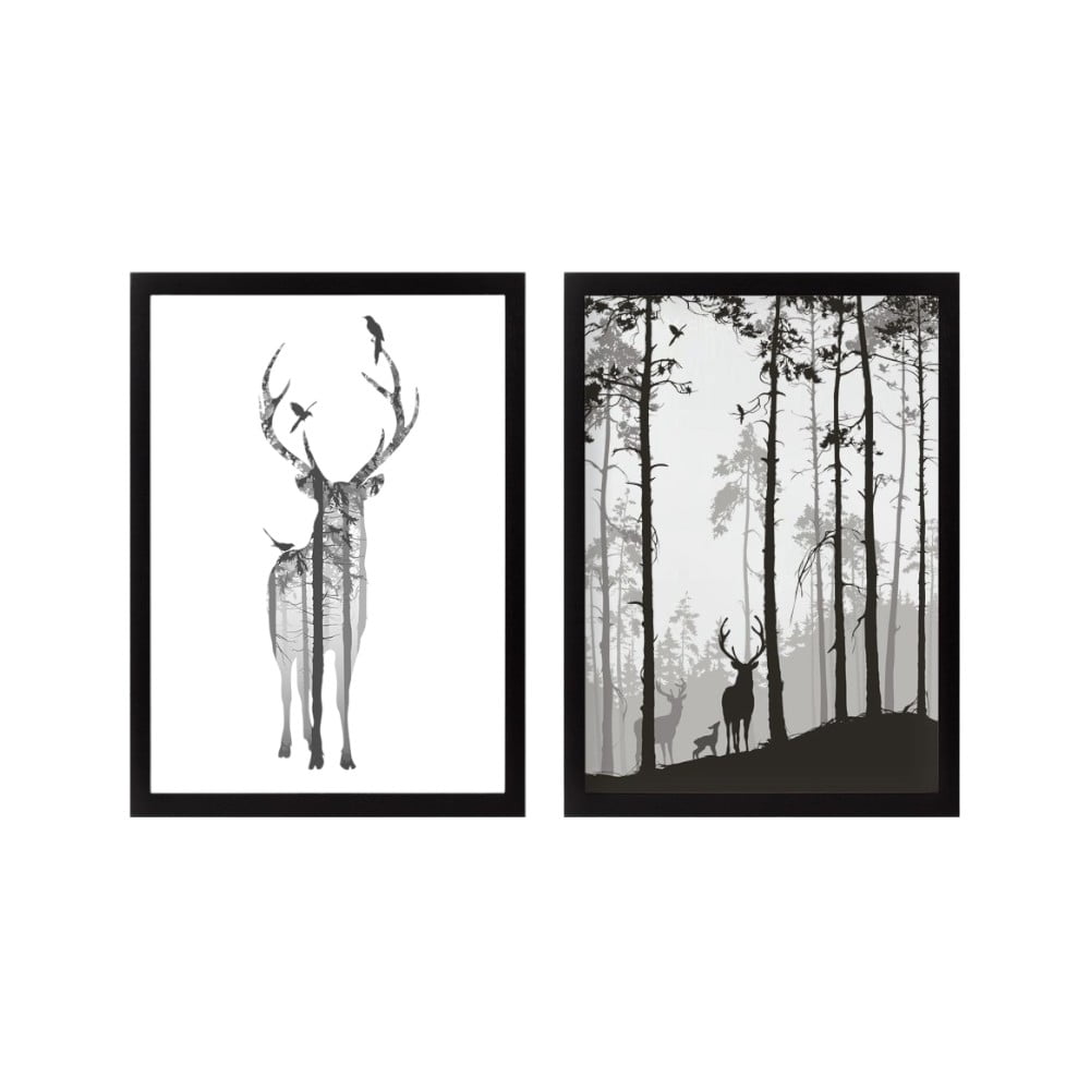 Sada plakátů v rámu 2 ks 34x44 cm Deer – Wallity Wallity