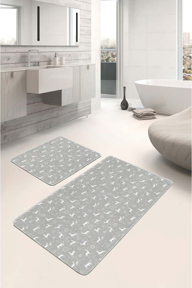Šedé textilní koupelnové předložky v sadě 2 ks 60x100 cm – Mila Home Mila Home
