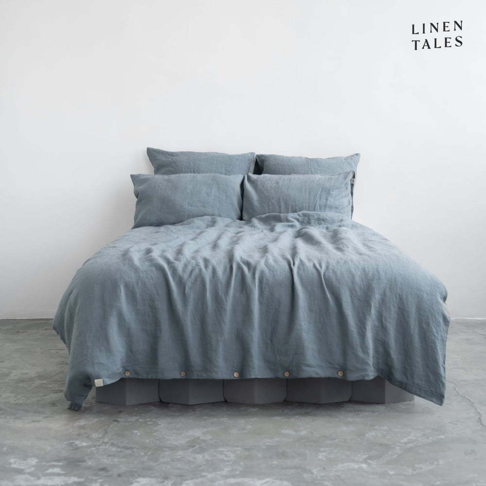 Světle modré lněné prodloužené povlečení na jednolůžko 165x220 cm – Linen Tales Linen Tales