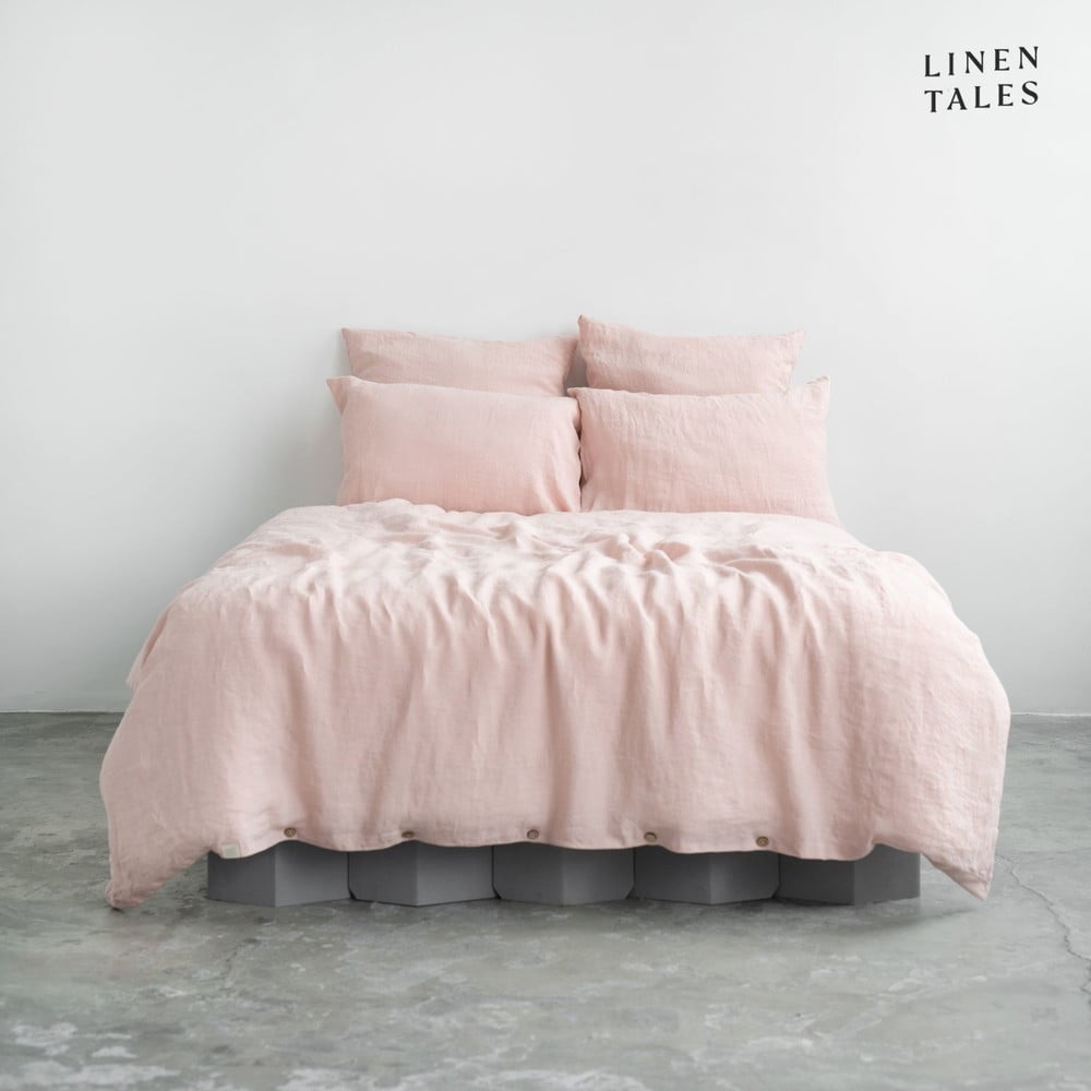Světle růžové lněné povlečení na jednolůžko 140x200 cm – Linen Tales Linen Tales