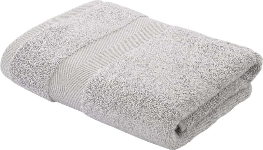Světle šedý bavlněný ručník s příměsí hedvábí 50x90 cm – Bianca Bianca