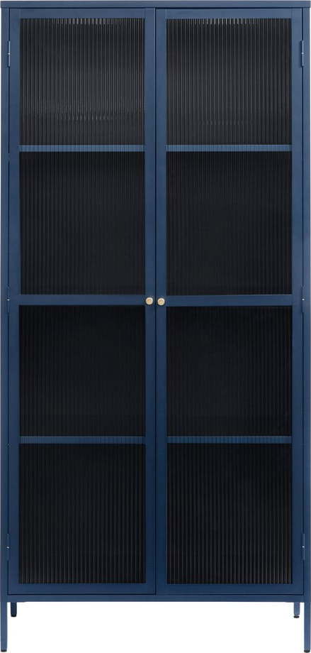 Tmavě modrá kovová vitrína 90x190 cm Bronco – Unique Furniture Unique Furniture