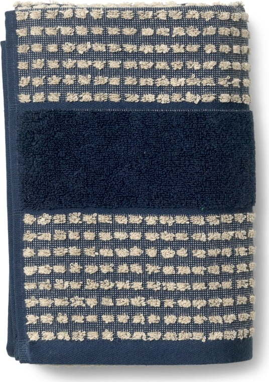 Tmavě modro-béžový ručník z bio bavlny 50x100 cm Check – JUNA Juna