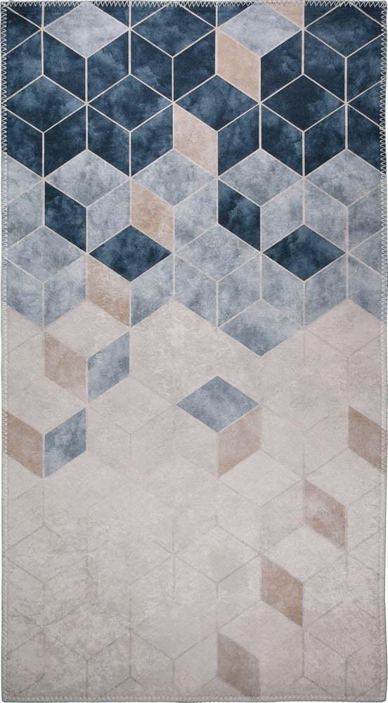 Tmavě modro-krémový pratelný koberec běhoun 200x80 cm - Vitaus Vitaus