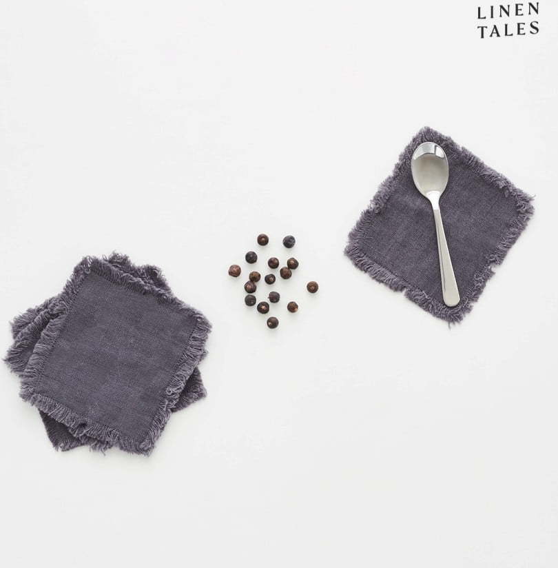 Tmavě šedé látkové podtácky v sadě 4 ks – Linen Tales Linen Tales