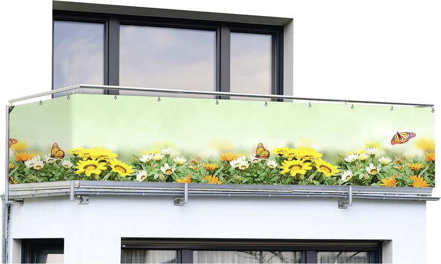 Žluto-zelená plastová balkonová zástěna 500x85 cm Butterfly – Maximex Maximex