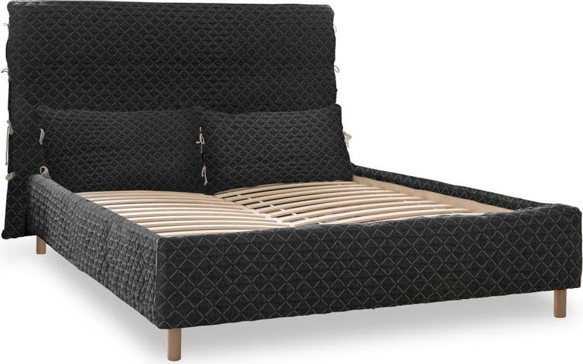 Černá čalouněná dvoulůžková postel s roštem 140x200 cm Sleepy Luna – Miuform Miuform