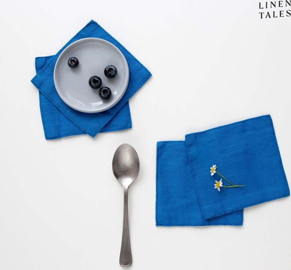 Modré látkové podtácky v sadě 4 ks – Linen Tales Linen Tales