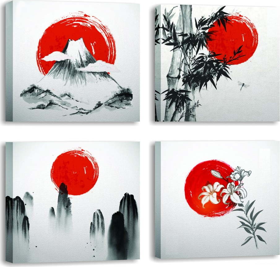Obrazy v sadě 4 ks 30x30 cm Zen – Wallity Wallity