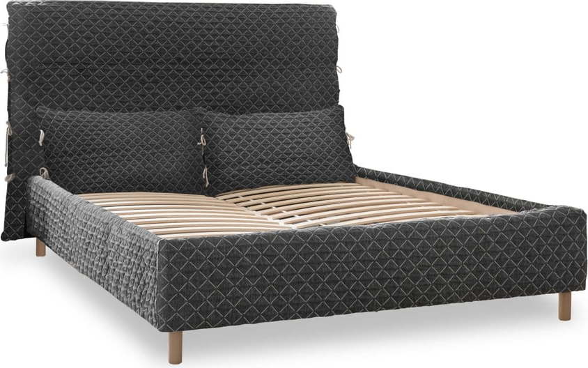 Šedá čalouněná dvoulůžková postel s roštem 180x200 cm Sleepy Luna – Miuform Miuform
