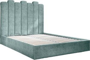 Tyrkysová čalouněná dvoulůžková postel s úložným prostorem s roštem 160x200 cm Dreamy Aurora – Miuform Miuform