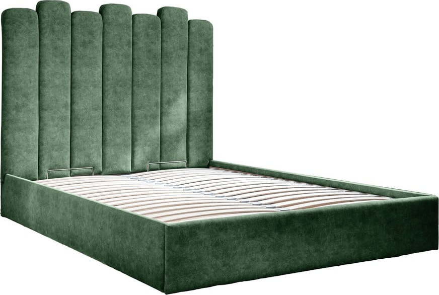 Zelená čalouněná dvoulůžková postel s úložným prostorem s roštem 180x200 cm Dreamy Aurora – Miuform Miuform